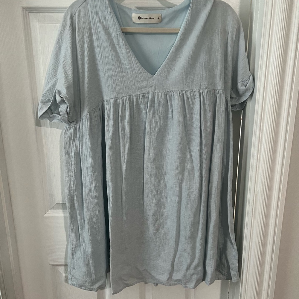 The Impeccable Pig Soft Blue V-Neck Blouse